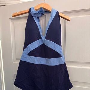 Boden halter tie neck long torso swimsuit